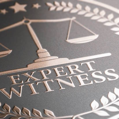Expert Witness plaque with the scales of justice